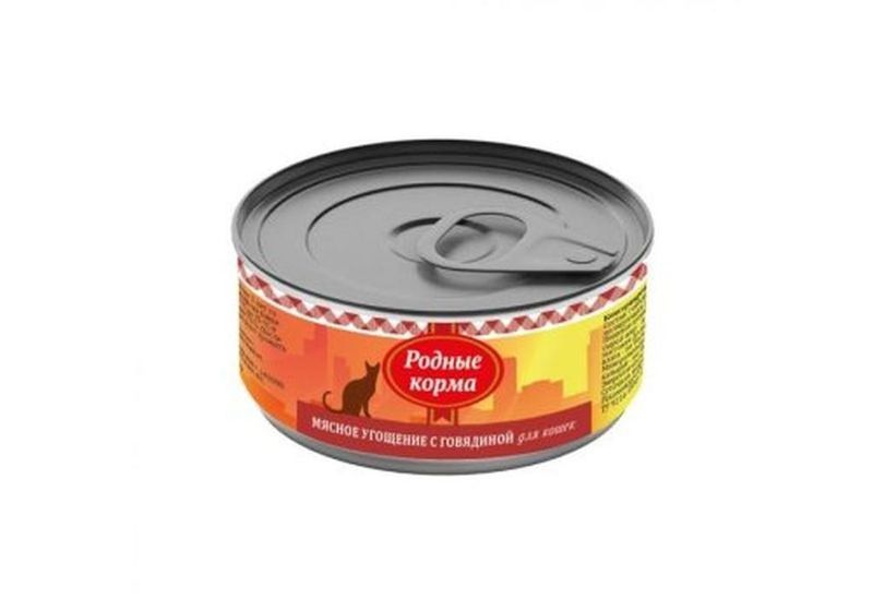 Корм консервированный д/кошек мясное угощение с говядиной 100 гр