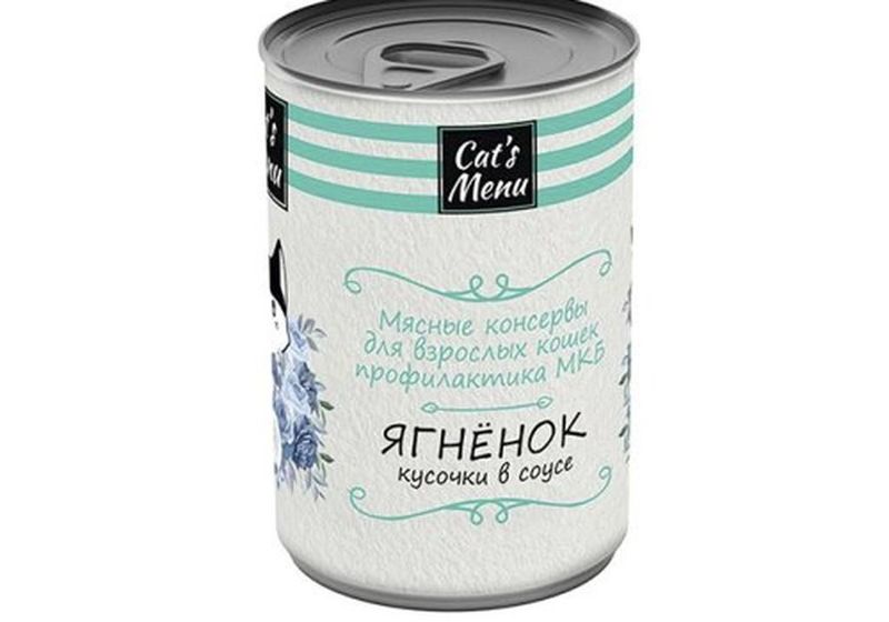 Корм консервированный д/взрослых кошек с ягненком кусочки в соусе МКБ 340 гр