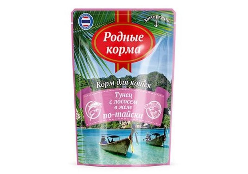 Заморские паучи д/кошек тунец с лососем в желе по-тайски 70 гр