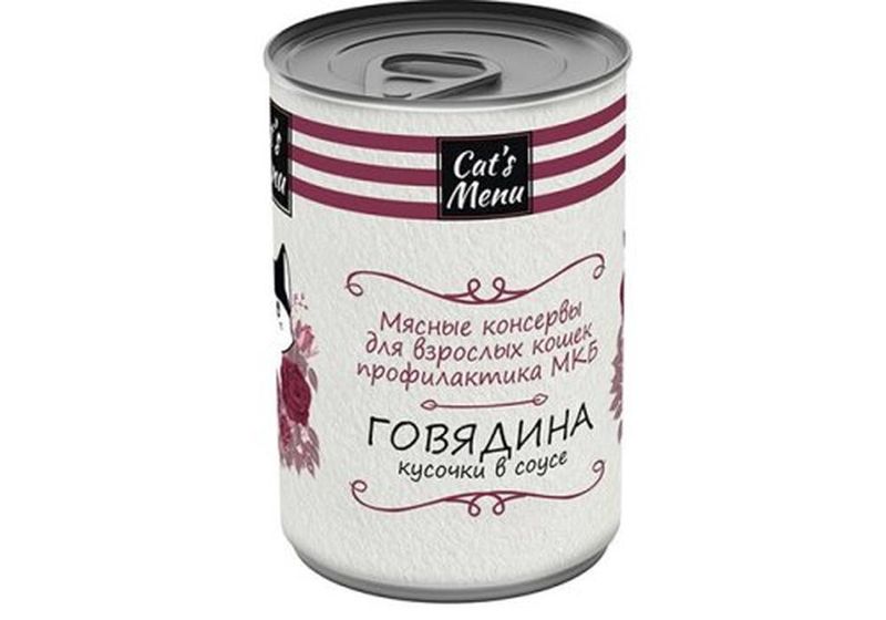 Корм консервированный д/взрослых кошек с говядиной кусочки в соусе МКБ 340 гр