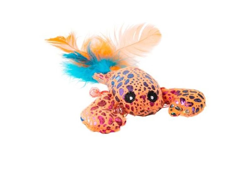 Игрушка для кошек "Лобстер" с кошачьей мятой и перышками голубая 9 см