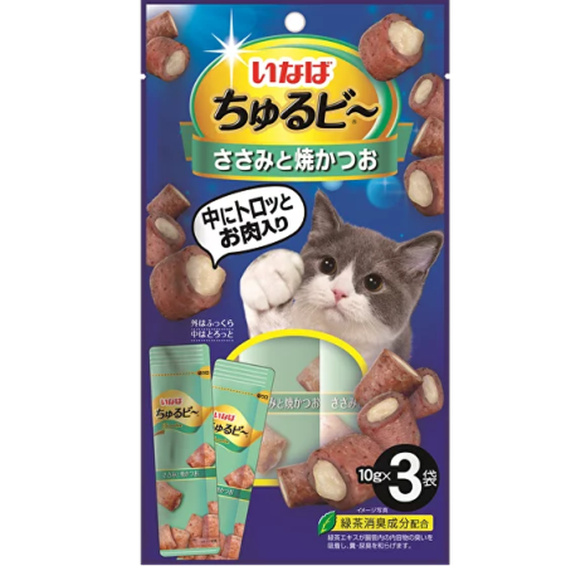 Churu Bee, Запеченные трубочки для кошек с куриным филе и тунцом Кацуо 3 х 10 гр